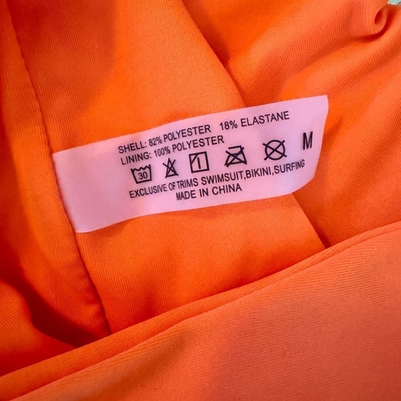 Orange Two Piece Bikini Set with Metal Ring High Waist - Size M - Picture 5 of 6